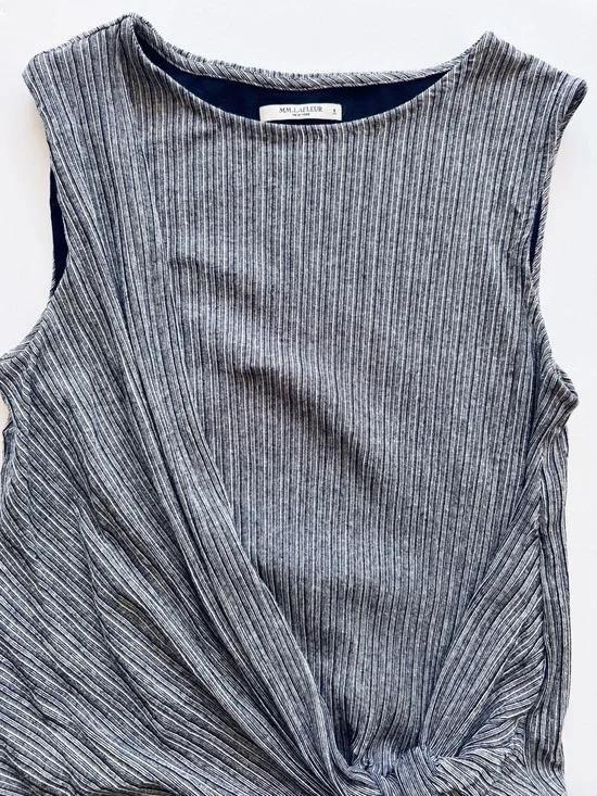 MM Lafleur Gray Ribbed Twist-Front short Dress - Picture 3 of 10